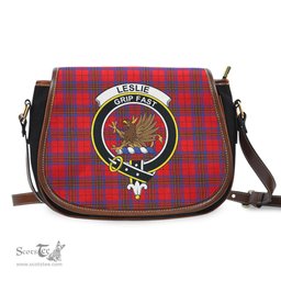 Scottish Leslie Modern Tartan Saddle Crossbody Bag with Family Crest Scottish Plaid Tartan Plaid - ScotsTee - scotstee.com