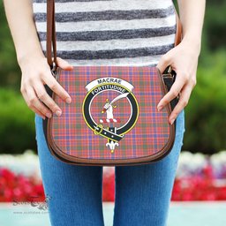 Scottish MacRae Ancient Tartan Saddle Crossbody Bag with Family Crest Scottish Plaid Tartan Plaid - ScotsTee - scotstee.com