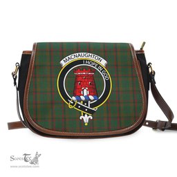 Scottish Macnaughton Hunting Tartan Saddle Crossbody Bag with Family Crest Scottish Plaid Tartan Plaid - ScotsTee - scotstee.com
