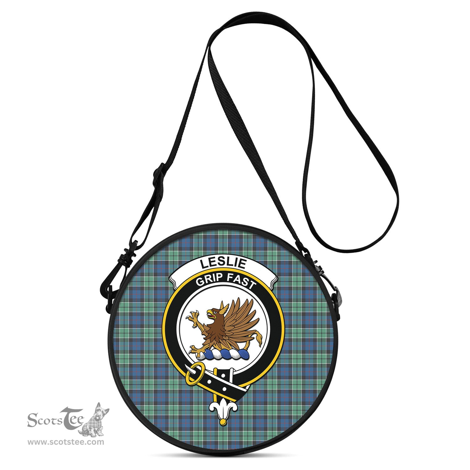 Scottish Leslie Hunting Ancient Tartan Round Crossbody Bags - Round Purse with Family Crest Scottish Plaid Tartan Plaid - ScotsTee - scotstee.com