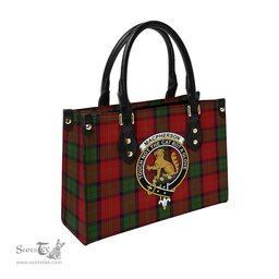 Scottish MacPherson of Cluny Tartan Leather Bag for Women with Family Crest Scottish Plaid Tartan Plaid - ScotsTee - scotstee.com