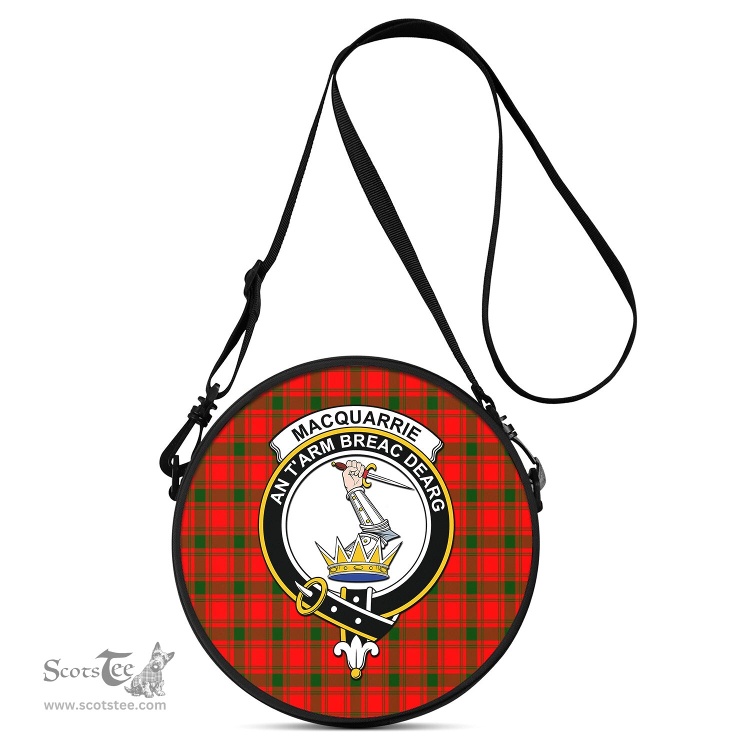 Scottish MacQuarrie Modern Tartan Round Crossbody Bags - Round Purse with Family Crest Scottish Plaid Tartan Plaid - ScotsTee - scotstee.com