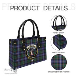 Scottish MacRae Hunting Modern Tartan Leather Bag for Women with Family Crest Scottish Plaid Tartan Plaid - ScotsTee - scotstee.com