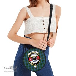 Scottish MacLeod Green Tartan Round Crossbody Bags - Round Purse with Family Crest Scottish Plaid Tartan Plaid - ScotsTee - scotstee.com