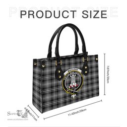 Scottish MacLean Black and White Tartan Leather Bag for Women with Family Crest Scottish Plaid Tartan Plaid - ScotsTee - scotstee.com