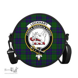 Scottish Lockhart Modern Tartan Round Crossbody Bags - Round Purse with Family Crest Scottish Plaid Tartan Plaid - ScotsTee - scotstee.com
