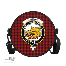 Scottish MacIver Tartan Round Crossbody Bags - Round Purse with Family Crest Scottish Plaid Tartan Plaid - ScotsTee - scotstee.com