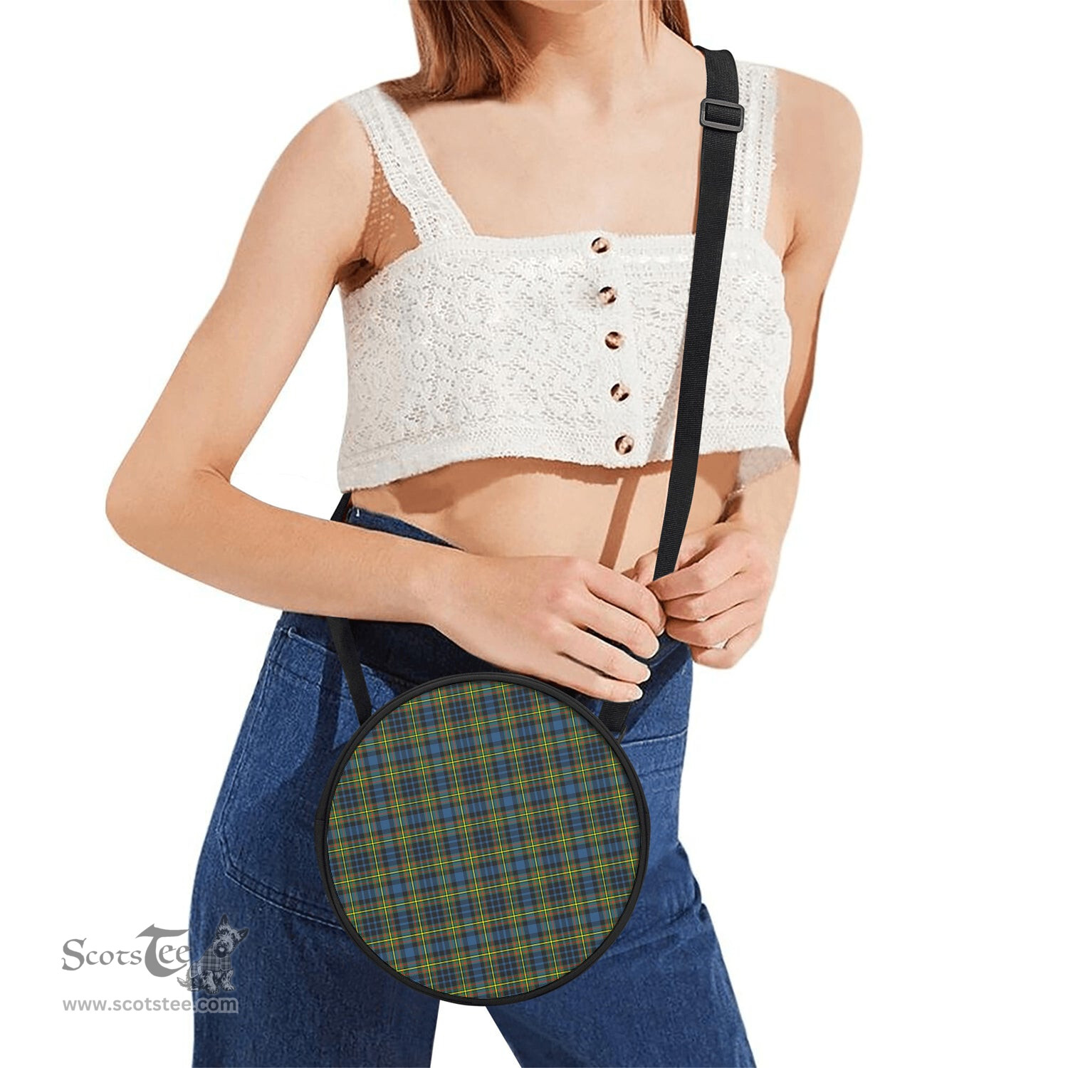 Scottish MacLellan Ancient Tartan Round Crossbody Bags - Round Purse Scottish Plaid Tartan Plaid - ScotsTee - scotstee.com