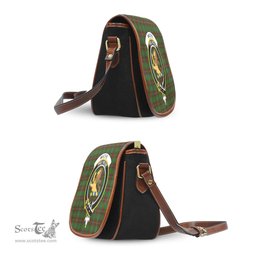 Scottish MacFie Hunting Tartan Saddle Crossbody Bag with Family Crest Scottish Plaid Tartan Plaid - ScotsTee - scotstee.com