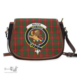 Scottish MacFie Tartan Saddle Crossbody Bag with Family Crest Scottish Plaid Tartan Plaid - ScotsTee - scotstee.com