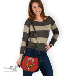 Scottish MacDonell of Keppoch Modern Tartan Saddle Crossbody Bag with Family Crest Scottish Plaid Tartan Plaid - ScotsTee - scotstee.com