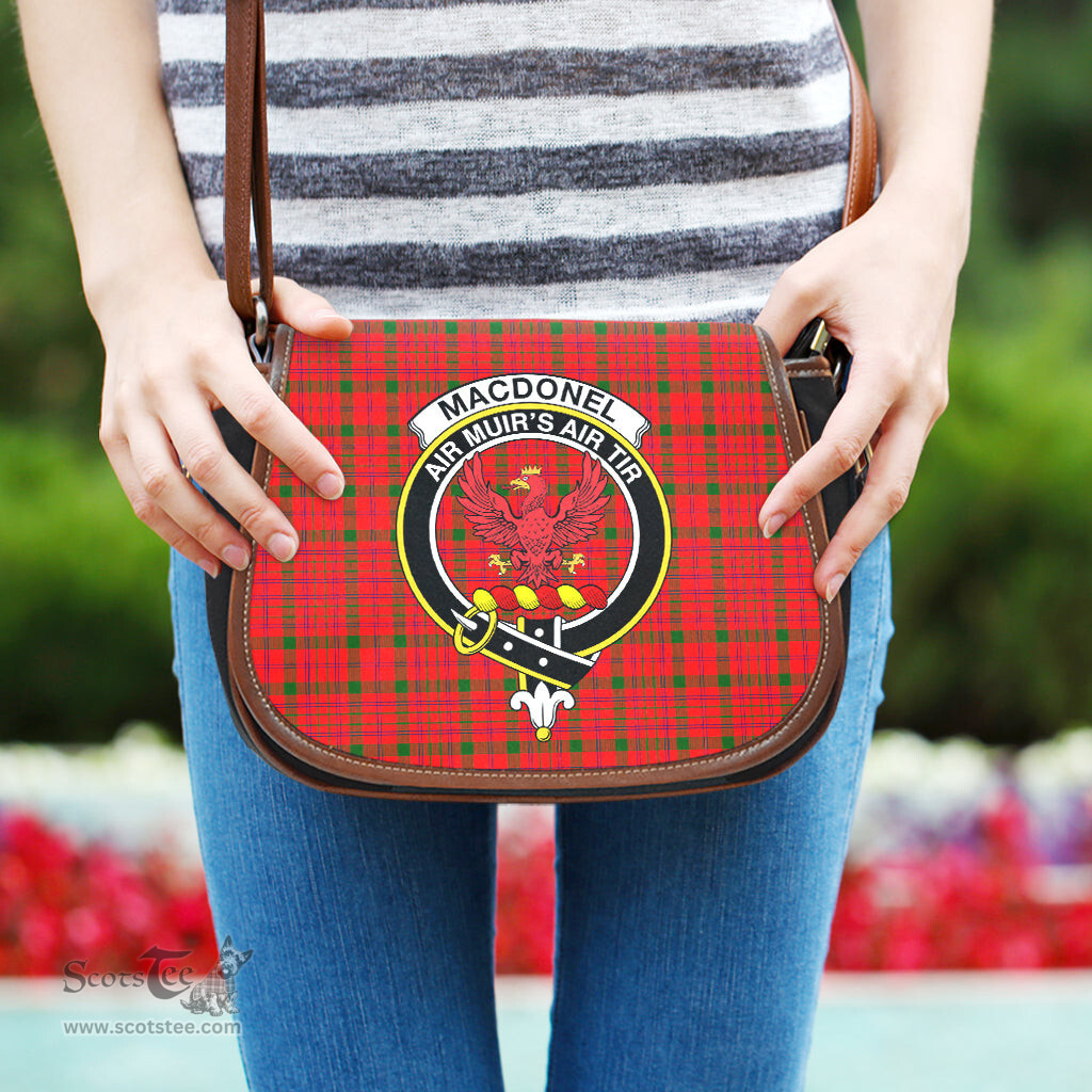 Scottish MacDonell of Keppoch Modern Tartan Saddle Crossbody Bag with Family Crest Scottish Plaid Tartan Plaid - ScotsTee - scotstee.com