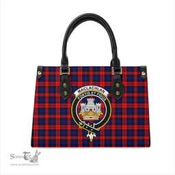 Scottish MacLachlan Modern Tartan Leather Bag for Women with Family Crest Scottish Plaid Tartan Plaid - ScotsTee - scotstee.com