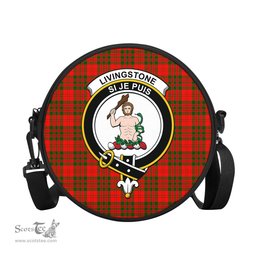 Scottish Livingston Modern Tartan Round Crossbody Bags - Round Purse with Family Crest Scottish Plaid Tartan Plaid - ScotsTee - scotstee.com