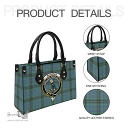 Scottish MacInnes Ancient Tartan Leather Bag for Women with Family Crest Scottish Plaid Tartan Plaid - ScotsTee - scotstee.com