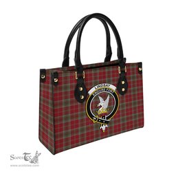 Scottish Lindsay Weathered Tartan Leather Bag for Women with Family Crest Scottish Plaid Tartan Plaid - ScotsTee - scotstee.com