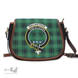 Scottish MacArthur Ancient Tartan Saddle Crossbody Bag with Family Crest Scottish Plaid Tartan Plaid - ScotsTee - scotstee.com