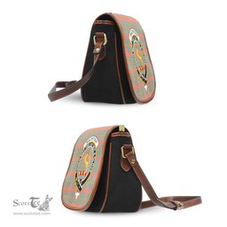 Scottish MacIntosh Ancient Tartan Saddle Crossbody Bag with Family Crest Scottish Plaid Tartan Plaid - ScotsTee - scotstee.com