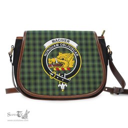Scottish MacIver Hunting Tartan Saddle Crossbody Bag with Family Crest Scottish Plaid Tartan Plaid - ScotsTee - scotstee.com