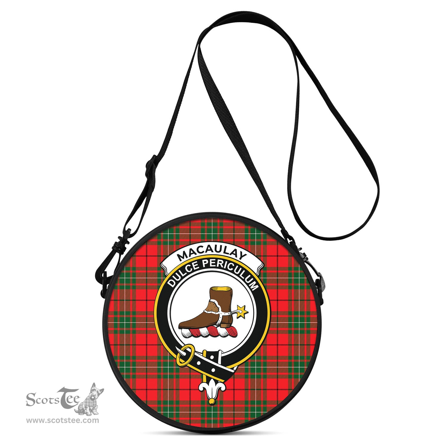 Scottish MacAulay Modern Tartan Round Crossbody Bags - Round Purse with Family Crest Scottish Plaid Tartan Plaid - ScotsTee - scotstee.com
