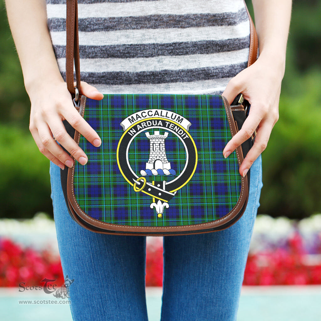 Scottish MacCallum Modern Tartan Saddle Crossbody Bag with Family Crest Scottish Plaid Tartan Plaid - ScotsTee - scotstee.com