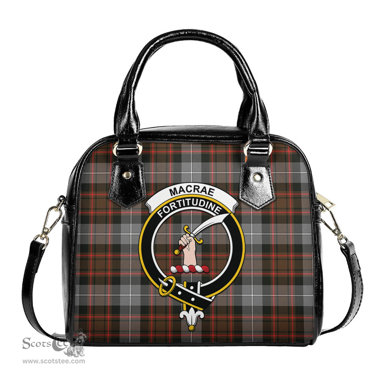 Scottish MacRae Hunting Weathered Tartan Shoulder Handbags with Family Crest Scottish Plaid Tartan Plaid - ScotsTee - scotstee.com