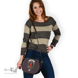 Scottish Logan Modern Tartan Saddle Crossbody Bag with Family Crest Scottish Plaid Tartan Plaid - ScotsTee - scotstee.com