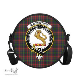 Scottish MacKintosh Hunting Modern Tartan Round Crossbody Bags - Round Purse with Family Crest Scottish Plaid Tartan Plaid - ScotsTee - scotstee.com