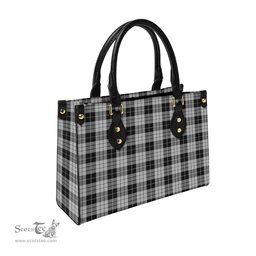 Scottish MacLeod Black and White Tartan Leather Bag for Women Scottish Plaid Tartan Plaid - ScotsTee - scotstee.com