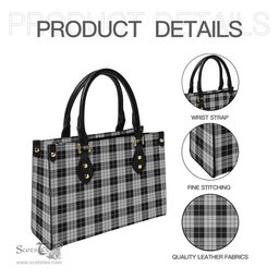 Scottish MacLeod Black and White Tartan Leather Bag for Women Scottish Plaid Tartan Plaid - ScotsTee - scotstee.com