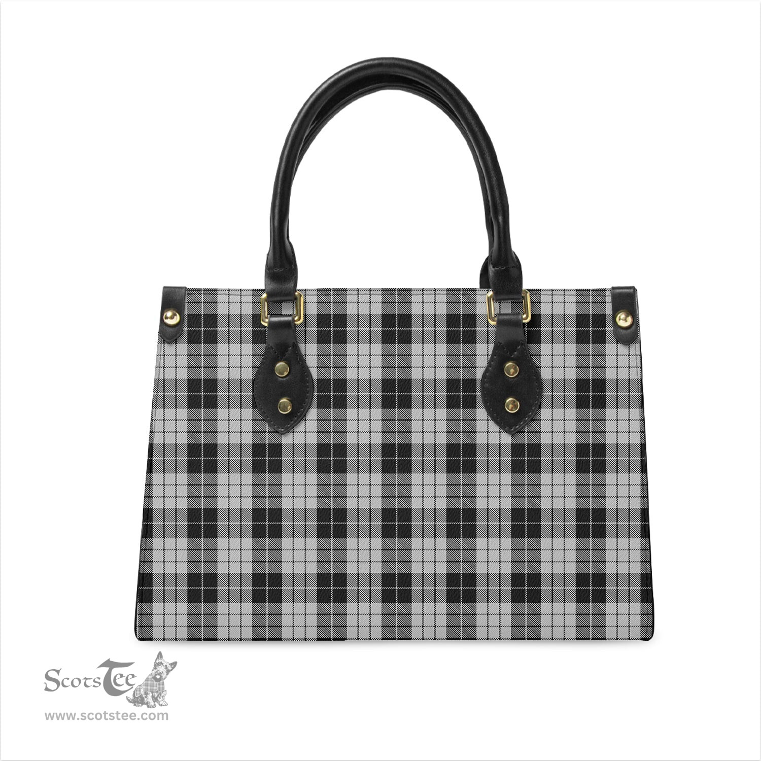 Scottish MacLeod Black and White Tartan Leather Bag for Women Scottish Plaid Tartan Plaid - ScotsTee - scotstee.com