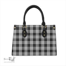 Scottish MacLeod Black and White Tartan Leather Bag for Women Scottish Plaid Tartan Plaid - ScotsTee - scotstee.com