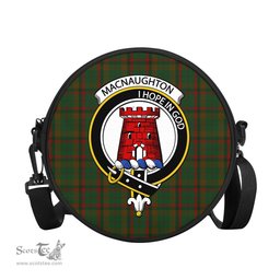Scottish Macnaughton Hunting Tartan Round Crossbody Bags - Round Purse with Family Crest Scottish Plaid Tartan Plaid - ScotsTee - scotstee.com