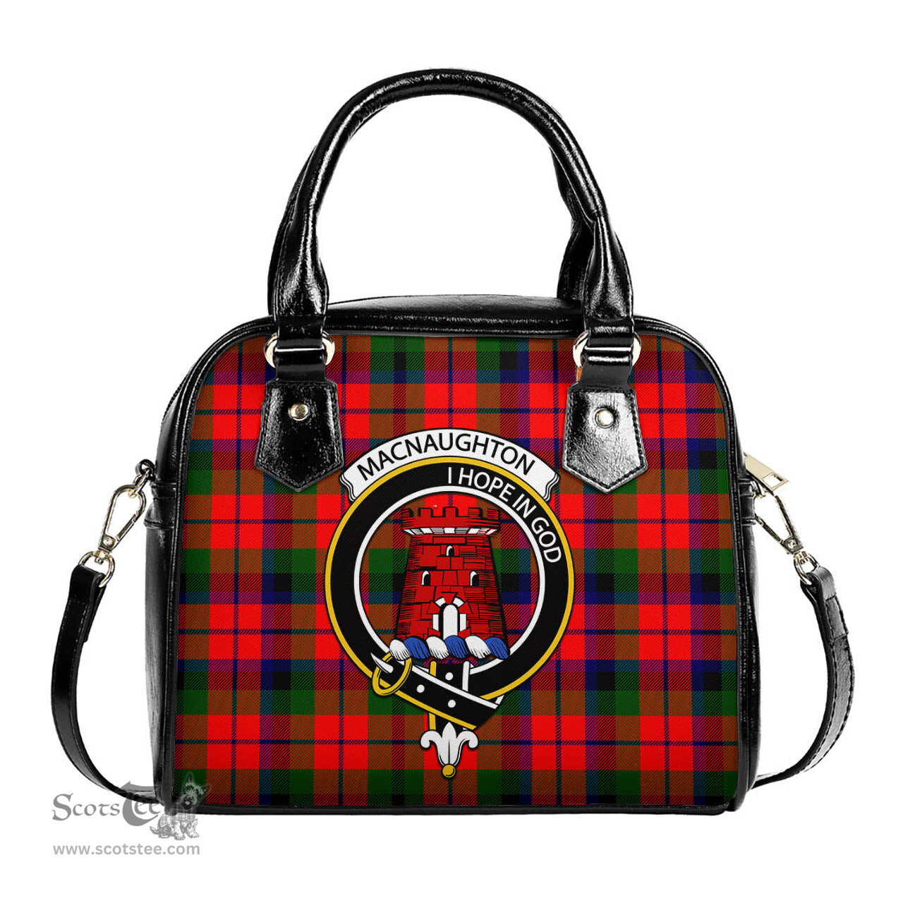 Scottish MacNaughton Modern Tartan Shoulder Handbags with Family Crest Scottish Plaid Tartan Plaid - ScotsTee - scotstee.com