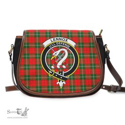 Scottish Lennox Modern Tartan Saddle Crossbody Bag with Family Crest Scottish Plaid Tartan Plaid - ScotsTee - scotstee.com
