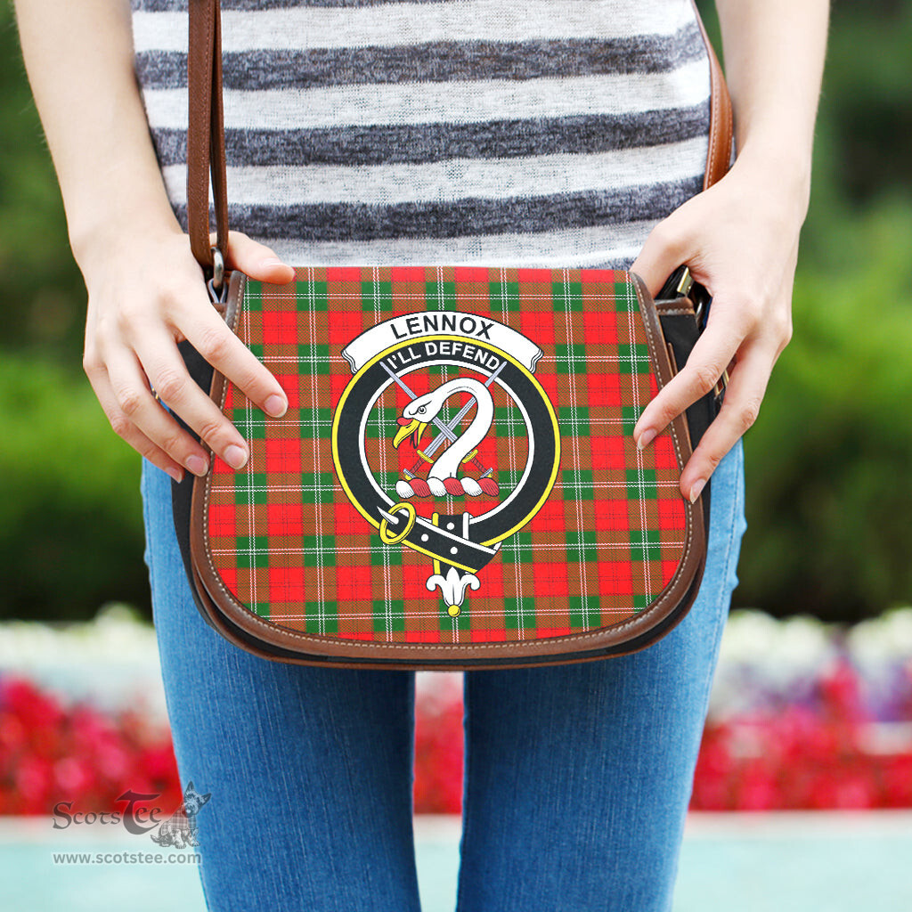 Scottish Lennox Modern Tartan Saddle Crossbody Bag with Family Crest Scottish Plaid Tartan Plaid - ScotsTee - scotstee.com
