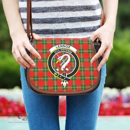 Scottish Lennox Modern Tartan Saddle Crossbody Bag with Family Crest Scottish Plaid Tartan Plaid - ScotsTee - scotstee.com