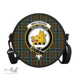 Scottish MacTavish Hunting Tartan Round Crossbody Bags - Round Purse with Family Crest Scottish Plaid Tartan Plaid - ScotsTee - scotstee.com