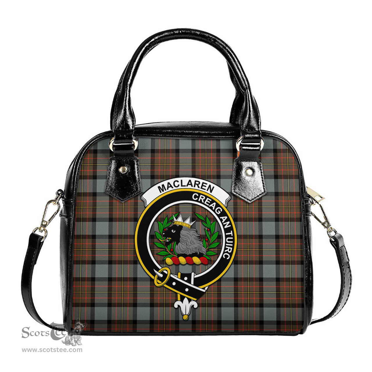 Scottish MacLaren Weathered Tartan Shoulder Handbags with Family Crest Scottish Plaid Tartan Plaid - ScotsTee - scotstee.com
