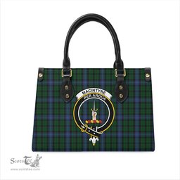 Scottish MacIntyre Tartan Leather Bag for Women with Family Crest Scottish Plaid Tartan Plaid - ScotsTee - scotstee.com