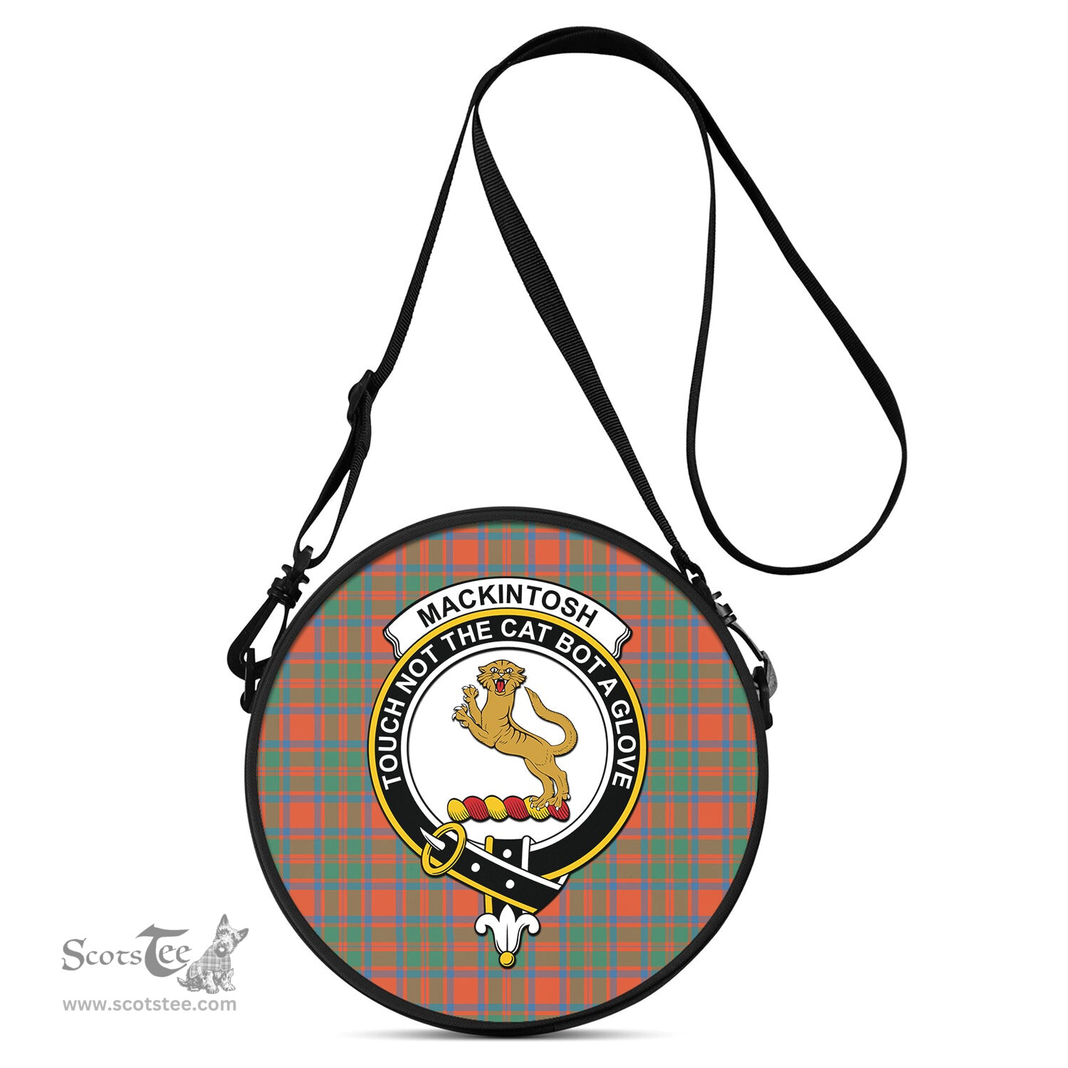 Scottish MacKintosh Ancient Tartan Round Crossbody Bags - Round Purse with Family Crest Scottish Plaid Tartan Plaid - ScotsTee - scotstee.com