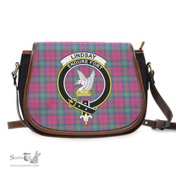 Scottish Lindsay Ancient Tartan Saddle Crossbody Bag with Family Crest Scottish Plaid Tartan Plaid - ScotsTee - scotstee.com