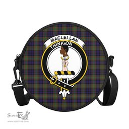 Scottish MacLellan Tartan Round Crossbody Bags - Round Purse with Family Crest Scottish Plaid Tartan Plaid - ScotsTee - scotstee.com