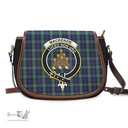Scottish MacKenzie Hunting Green Tartan Saddle Crossbody Bag with Family Crest Scottish Plaid Tartan Plaid - ScotsTee - scotstee.com