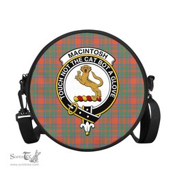 Scottish MacIntosh Ancient Tartan Round Crossbody Bags - Round Purse with Family Crest Scottish Plaid Tartan Plaid - ScotsTee - scotstee.com