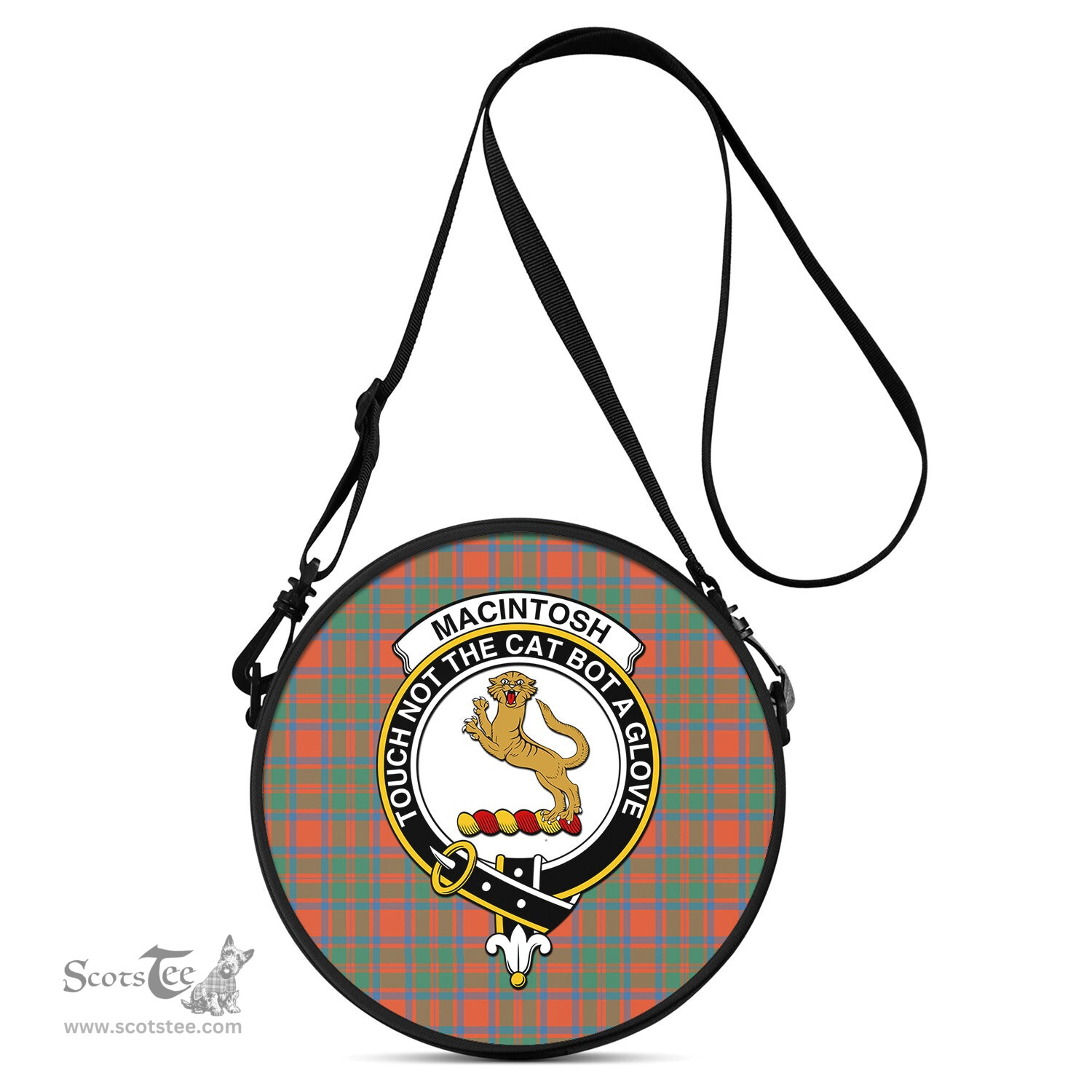 Scottish MacIntosh Ancient Tartan Round Crossbody Bags - Round Purse with Family Crest Scottish Plaid Tartan Plaid - ScotsTee - scotstee.com