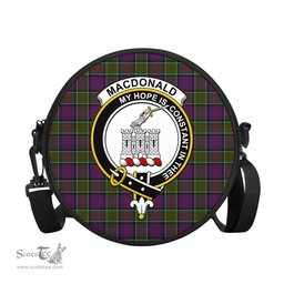 Scottish MacDonald of Clan Ranald Modern Tartan Round Crossbody Bags - Round Purse with Family Crest Scottish Plaid Tartan Plaid - ScotsTee - scotstee.com