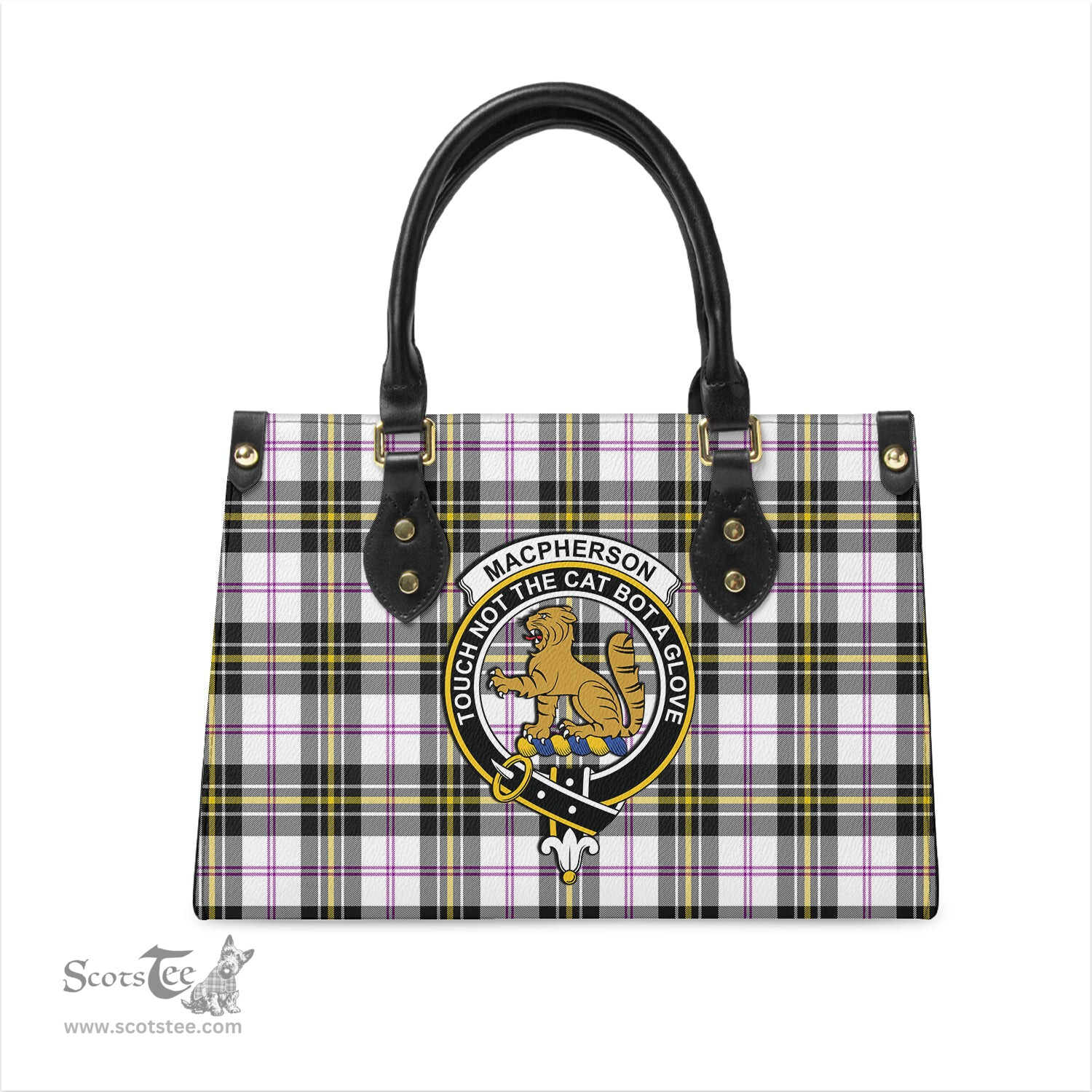 Scottish MacPherson Dress Modern Tartan Leather Bag for Women with Family Crest Scottish Plaid Tartan Plaid - ScotsTee - scotstee.com