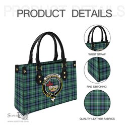 Scottish MacDonald of the Isles Hunting Ancient Tartan Leather Bag for Women with Family Crest Scottish Plaid Tartan Plaid - ScotsTee - scotstee.com