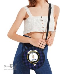 Scottish MacKay Blue Modern Tartan Round Crossbody Bags - Round Purse with Family Crest Scottish Plaid Tartan Plaid - ScotsTee - scotstee.com